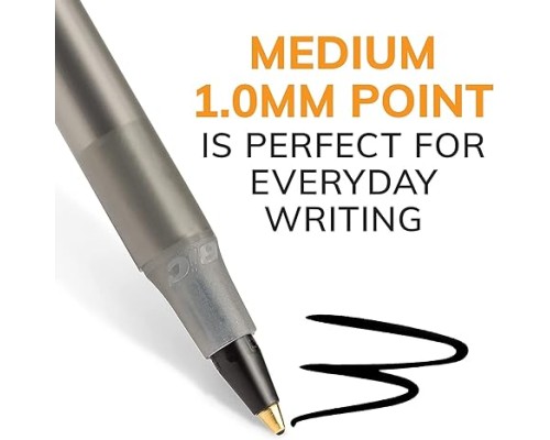 BIC Round Stic Xtra Life Ballpoint Pen, Medium Point (1.0mm), Black, 10-Count