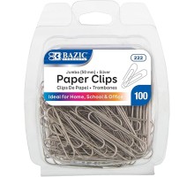 BAZIC Paper Clips Jumbo 50mm, Silver