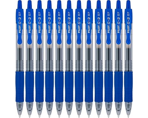Pilot, G2 Premium Gel Roller Pens, Fine Point 0.7 mm, Blue, Pack of 12
