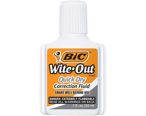 BIC Wite-Out Quick Dry Correction Fluid - 2 pack - white color writeout - white-out