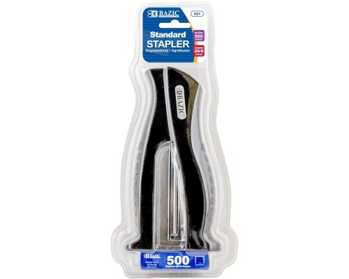 Stand-Up Stapler w/500 Staples, Full Strip Size Standard (26/6), Black Durable Desktop Staplers for Home Office School, 1-Pack