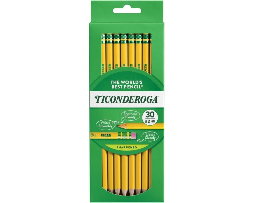 Ticonderoga Wood-Cased Pencils, Pre-Sharpened, 2 HB Soft, Yellow, 12 Count