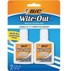 BIC Wite-Out Quick Dry Correction Fluid - 2 pack - white color writeout - white-out