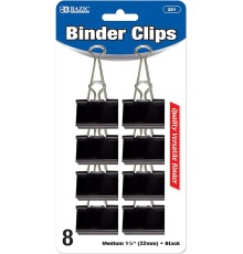  Binder Clips Medium 1 1/4" (32mm) Black, Paper Clamps Paper Clip, Paperclips for Office School Supplies Home Kitchen (8/Pack), 1-Pack