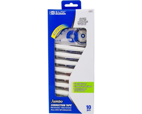 Correction Tape Jumbo 5 mm x 394", Easy to Use Applicator White Out for Instant Corrections for Office School & Home (1/Pack)