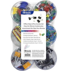  Push Pin Tacks, Binder Clip, Magnetic Button Set, Large & Small Paper Clips, 6 Style Office School Supplies (269 Pcs/Pack), 1-Pack