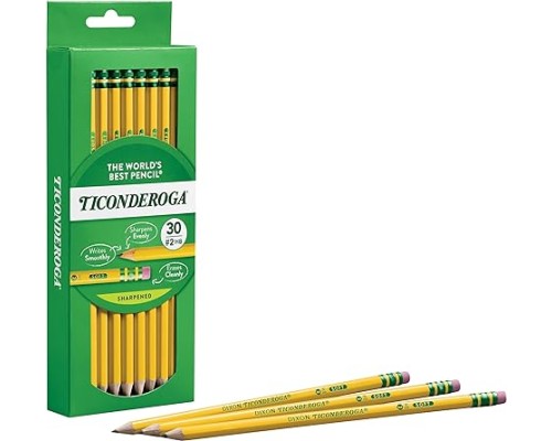 Ticonderoga Wood-Cased Pencils, Pre-Sharpened, 2 HB Soft, Yellow, 12 Count
