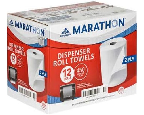 Marathon Dispenser Paper Towels, 2-Ply Recycled Brown Paper 12 Rolls Marathon Dispenser Paper Towels, 2-Ply Recycled Brown Paper 12 Rolls