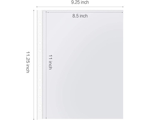 Clear Sheet Protectors for 3 Ring Binder, 8.5 x 11 Inch,Polypropylene, 100-Pack