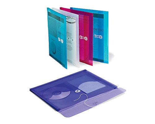  Poly String Envelopes, Letter Size, Assorted Classic Colors, Pack Of 5