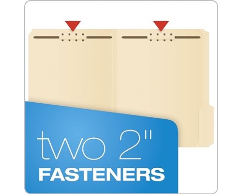  Manila Folder With 2 Embossed Fasteners, 1/3-Cut Tabs, Legal Size, Box Of 50