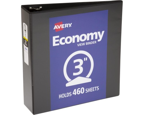 Economy View 3 Ring Binder, 3" Round Rings, 1 Black Binder Economy View 3 Ring Binder, 3" Round Rings, 1 Black Binder