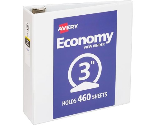3 Ring Binder,460 Sheets 3" View Binders Organizer - White,Round Ring,1-Count