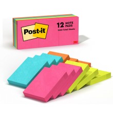 Post-it Notes, 1 3/8" x 1 7/8", Canary Collection, 100