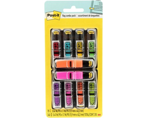 Post-it® Notes Flags With 2 Arrow Flag Pads, Assorted Colors, 35 Flags Per Dispenser, Pack Of 8 Dispensers, Plus 48 Arrow Flags