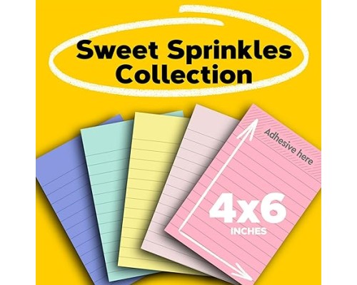 Post-it Greener Notes, 4 in x 6 in, 5 Pads, 100 Sheets/Pad, Clean Removal, Sweet Sprinkles Collection, Lined 4.9 out of 5 stars, average rating value. Read 248 Reviews. Same page link. 4.9   