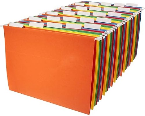 Hanging Organizer File Folder, Letter Size, Assorted Colors - Pack of 25