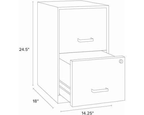Deep 2-Drawer File Cabinet, Black