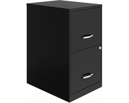 Deep 2-Drawer File Cabinet, Black