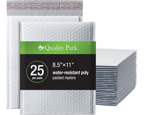  Bubble Mailers, 8.25 x 11 Shipping Envelopes,Water Resistant White 10PC