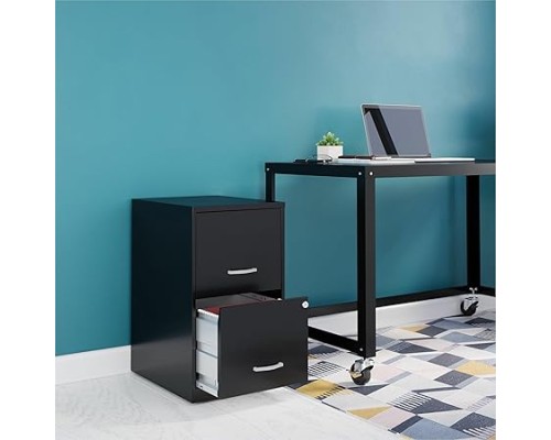 Deep 2-Drawer File Cabinet, Black