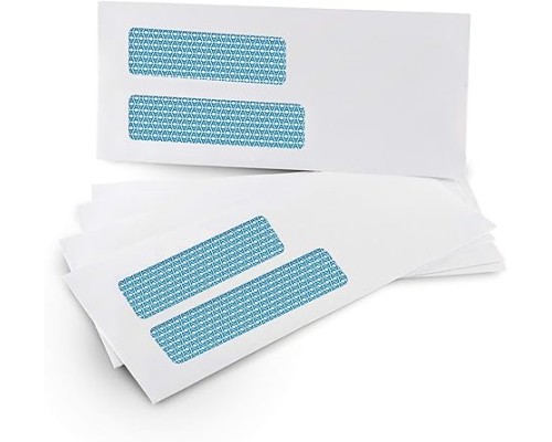 #10 Double Window SELF Seal Security Envelopes - for Invoices, Statements & Documents, Security Tinted - EnveGuard, Size 4-1/8 x 9-1/2 -White - 24 LB - 500 Count