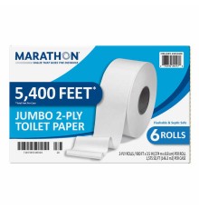 Marathon Jumbo Roll Bath Tissue, 2-Ply, 900 ft Rolls, 6 Rolls