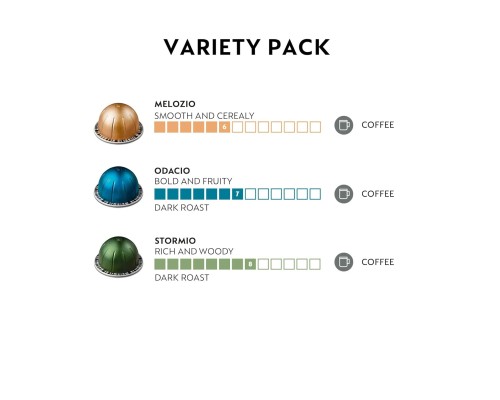 Nespresso Capsules VertuoLine, Variety Pack, Medium and Dark Roast Coffee, 30 Count Coffee Pods, Brews 7.8 oz Visit the Nespresso Store