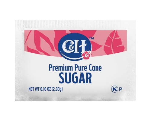 C&H Pure Cane NON-GMO Granulated Sugar, 0.10 Ounce (2.83 Gram) Packets, Pack of 400 in Dispenser Box