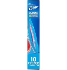 Ziploc 2 Gallon Food Storage Freezer Bags, Grip 'n Seal Technology for Easier Grip, Open, and Close, 10 Count