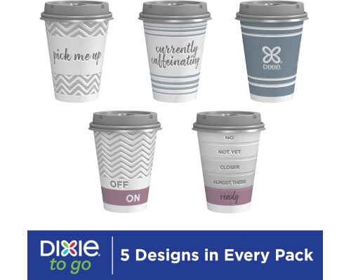 Dixie To Go Medium Paper Coffee Cups With Lids, 12 Oz, 156 Count, Disposable Cups For On-The-Go Hot Beverages