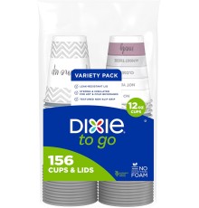 Dixie To Go Medium Paper Coffee Cups With Lids, 12 Oz, 156 Count, Disposable Cups For On-The-Go Hot Beverages