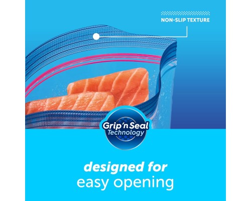 Ziploc 2 Gallon Food Storage Freezer Bags, Grip 'n Seal Technology for Easier Grip, Open, and Close, 10 Count