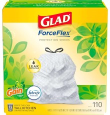 Glad Trash Bags, ForceFlex,Tall Garbage Bags, 13 Gal, 160pc