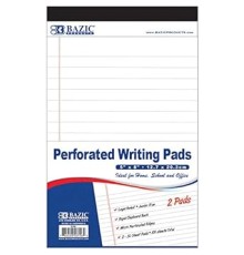 BAZIC Perforated Writing Pad, 50 Sheets 5x8 Inch, White