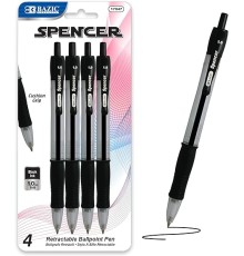  Ballpoint Pen Spencer Black Retractable Pen Soft Barrel Grip Pens, 1.0 mm Bold Point Smooth Writing