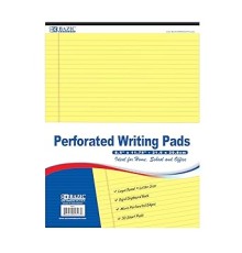 Writing Pad  50 Ct. 8.5" X 11.75" Canary Perforated Writing Pad