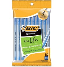 BIC Round Stic Ball Pens Stick, Blue, Medium Point, 10-Count