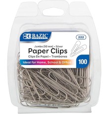 BAZIC Paper Clips Jumbo 50mm, Silver