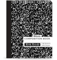 Composition Book Wide Ruled 100 Sheet Black Marble Notebook for Office