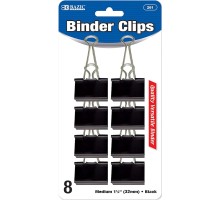  Binder Clips Medium 1 1/4" (32mm) Black, Paper Clamps Paper Clip, Paperclips for Office School Supplies Home Kitchen (8/Pack), 1-Pack