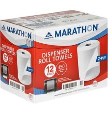 Marathon Dispenser Paper Towels, 2-Ply Recycled Brown Paper 12 Rolls