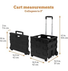 2 Wheel Utility Cart , With Telescopic Handle - Super Strong up to 80 Lbs Load Capacity, Black